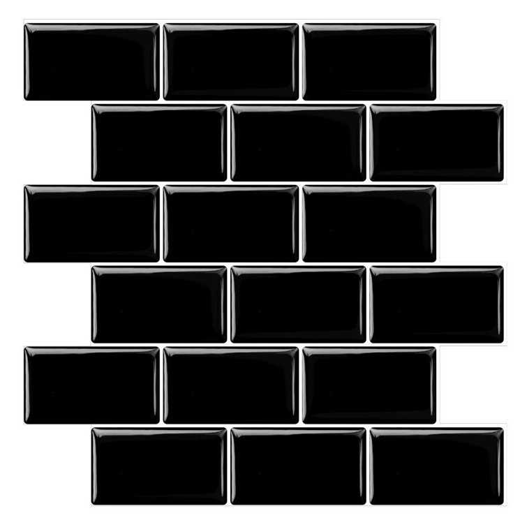 12'' x 12'' Black Vinyl Peel & Stick Subway Tile Backsplash