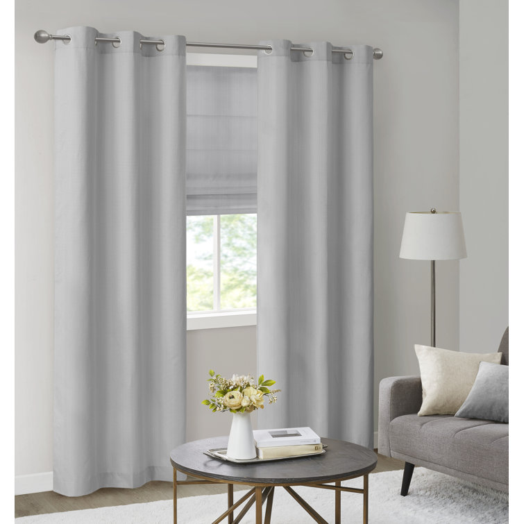 Gray Basketweave Room Darkening Outdoor Curtain Panel Pair
