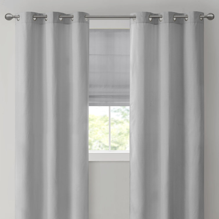 Gray Basketweave Room Darkening Outdoor Curtain Panel Pair
