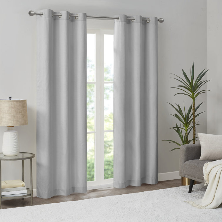 Gray Basketweave Room Darkening Outdoor Curtain Panel Pair