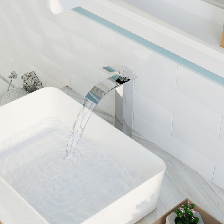 Chrome Single Handle Waterfall Vessel Sink Faucet