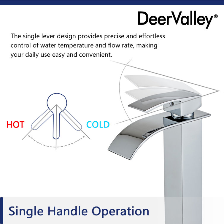 Chrome Single Handle Waterfall Vessel Sink Faucet