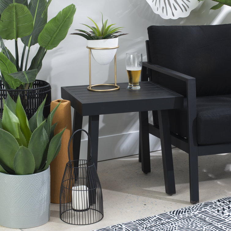 Armando Black Aluminum Square Outdoor Side Table