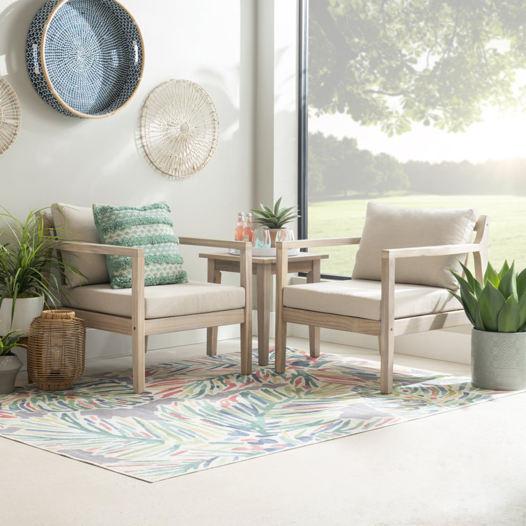 Natural Acacia Wood Outdoor Side Table with Slatted Top