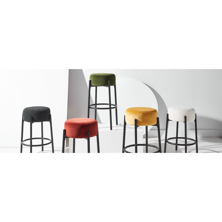 Forest Green Velvet and Black Metal Counter Stool