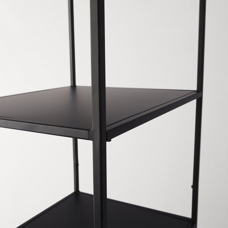 Industrial 5-Tier Blackened Bronze Metal Bookcase, 72" Tall