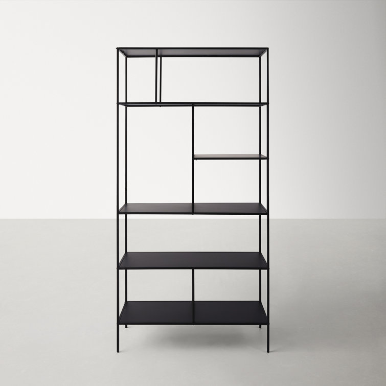 Industrial 5-Tier Blackened Bronze Metal Bookcase, 72" Tall