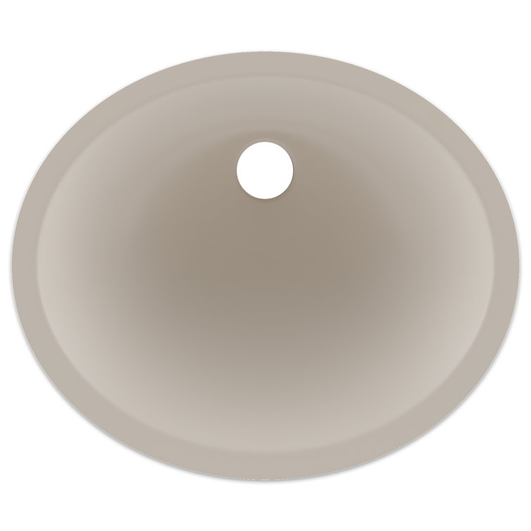 Beige Oval Quartz Composite Undermount Vanity Sink