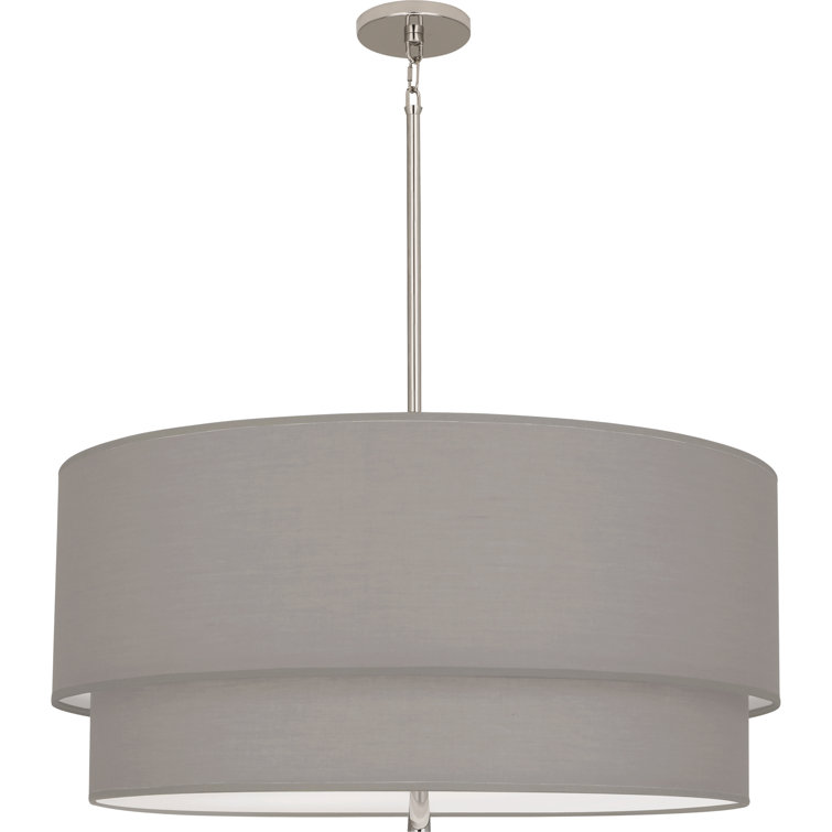 Decker Triple-Layered Smoke Gray Drum Pendant in Polished Nickel