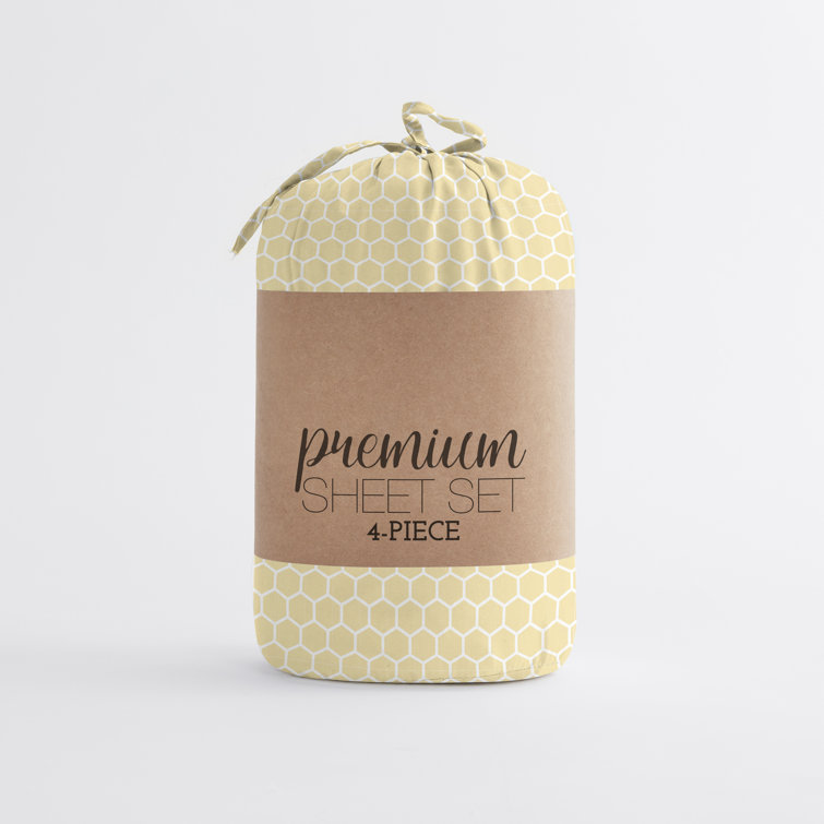 California King Yellow Chevron Microfiber Sheet Set