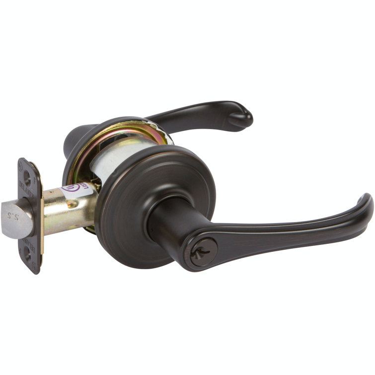 Tuscany Bronze Keyed Entry Door Lever with Round Rosette