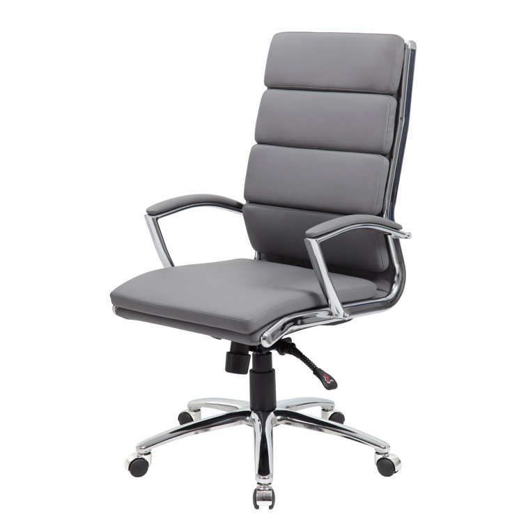 High-Back Executive Swivel Chair with Chrome Base in Gray