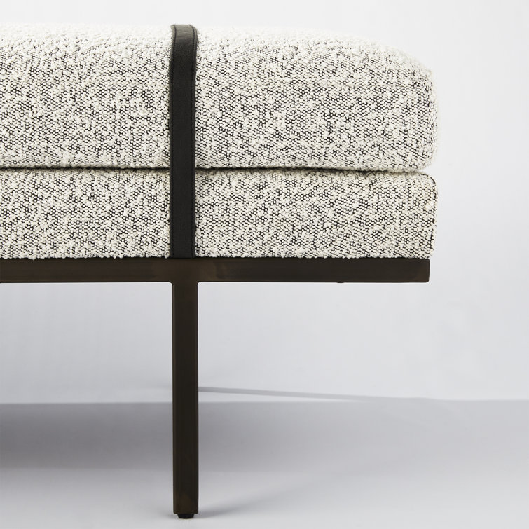 Harris 60'' Black Iron and Top Grain Leather Accent Bench