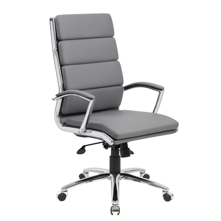 High-Back Executive Swivel Chair with Chrome Base in Gray