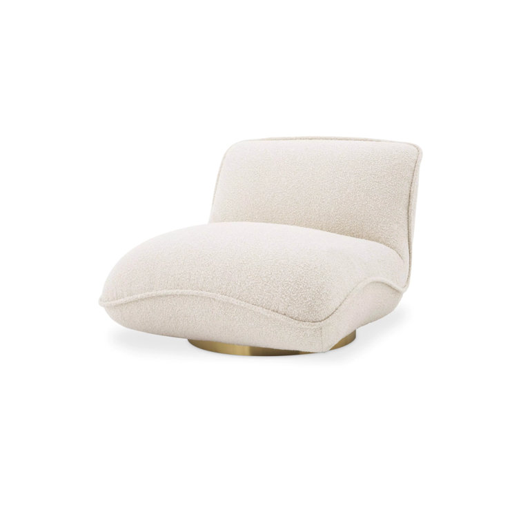 Luxe Cream Velvet Swivel Accent Chair with Brushed Brass Base