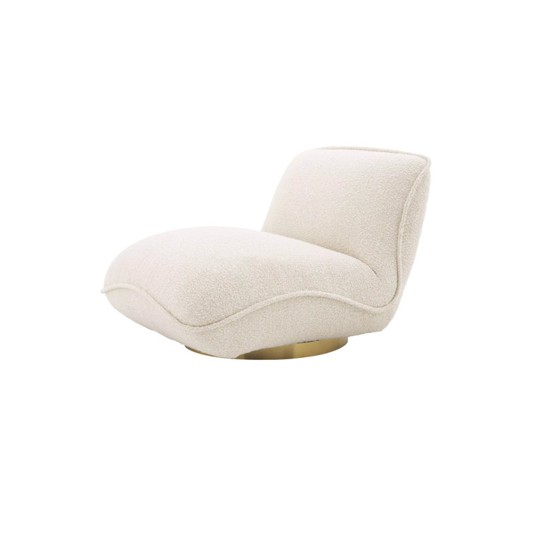 Luxe Cream Velvet Swivel Accent Chair with Brushed Brass Base