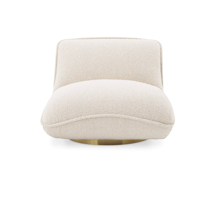 Luxe Cream Velvet Swivel Accent Chair with Brushed Brass Base