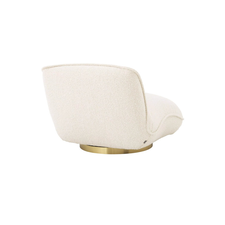 Luxe Cream Velvet Swivel Accent Chair with Brushed Brass Base