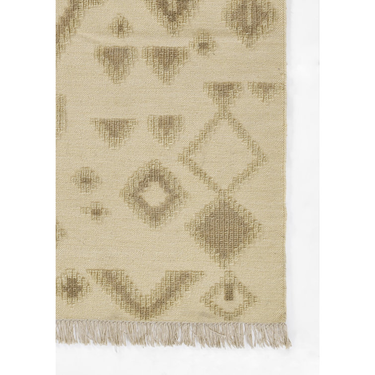 Ivory and Beige Wool Geometric Flatweave Rug 3'6" x 5'6"