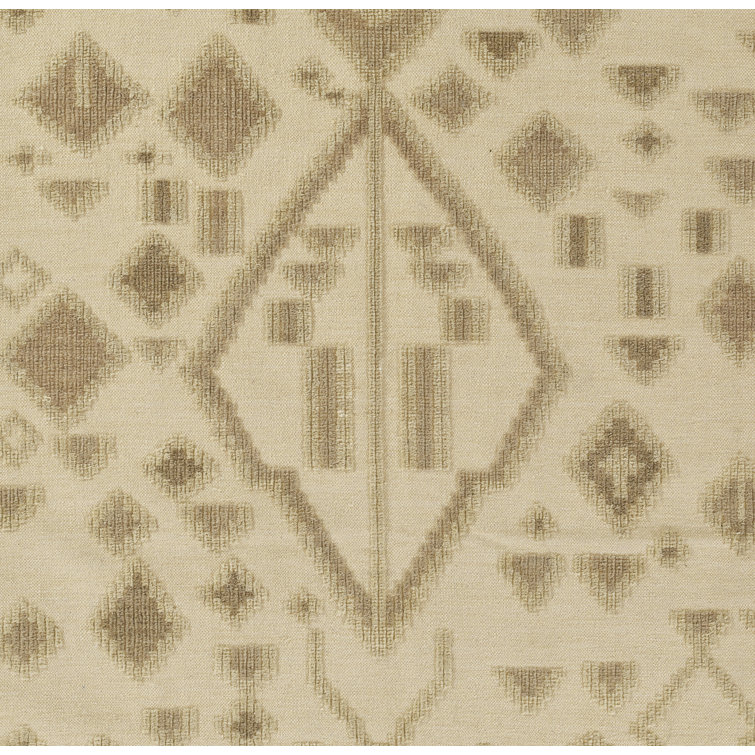 Ivory and Beige Wool Geometric Flatweave Rug 3'6" x 5'6"