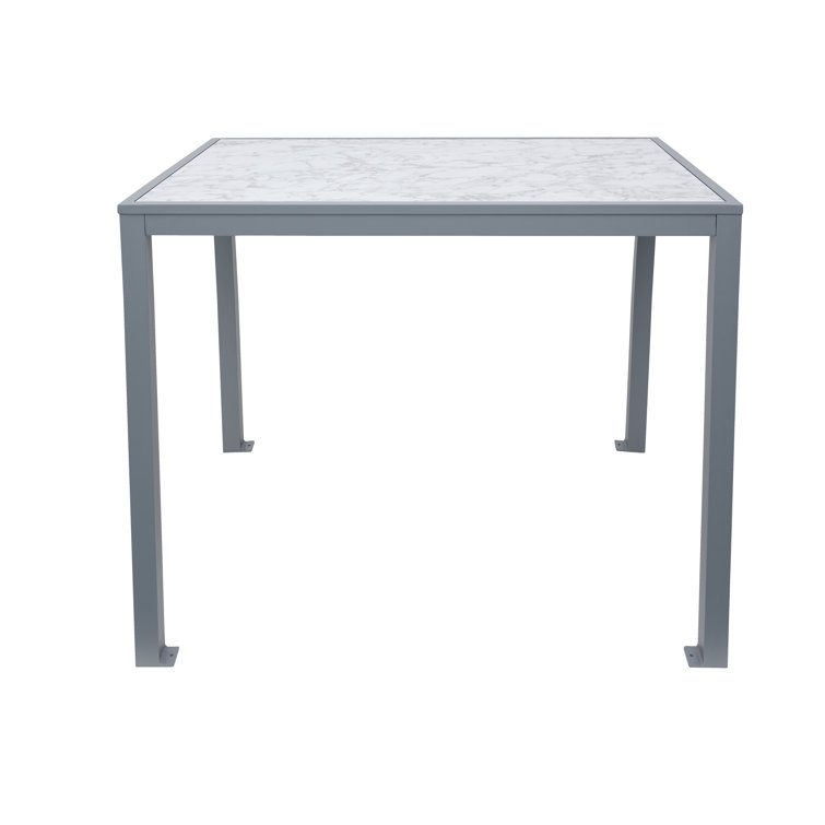 Gray Faux Marble Rectangular Dining Table with Powder-Coated Aluminum Legs