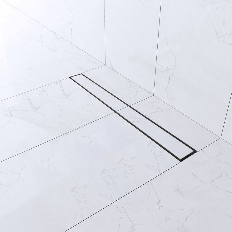 24-Inch Stainless Steel Linear Shower Drain with Tile Insert and Hair Strainer