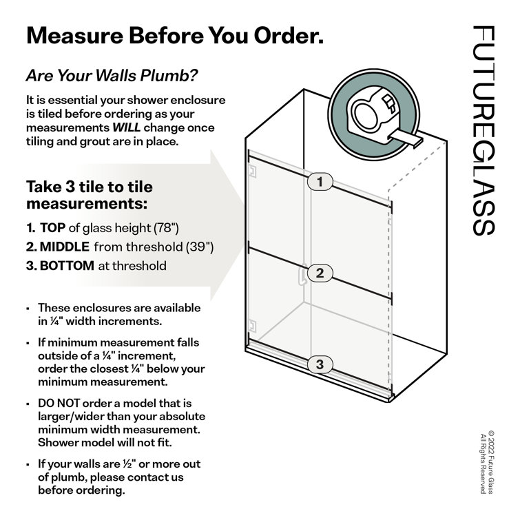 Polished Brass Frameless Glass Shower Door, 36.5" x 78"