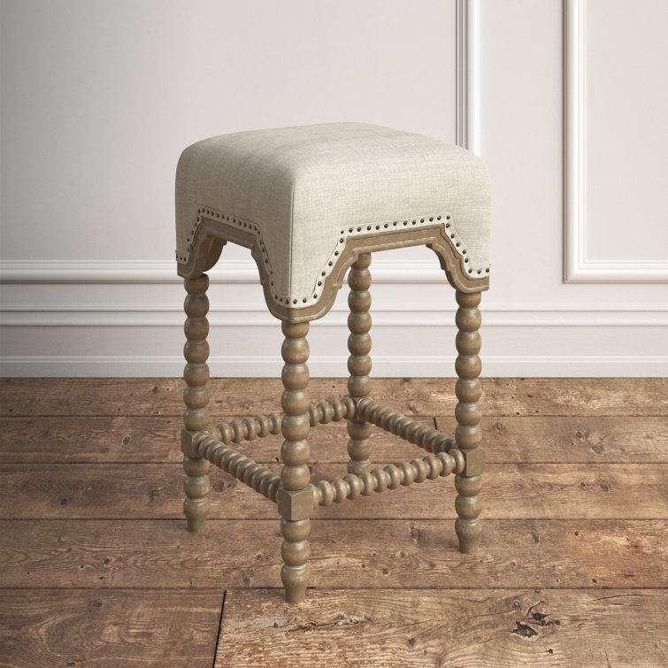 Elegant Farmhouse Grey Wood and Metal Counter Stool