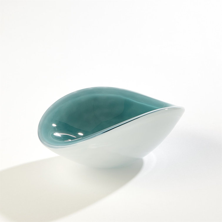 Small Azure Handcrafted Round Glass Decorative Bowl