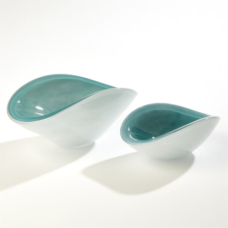 Small Azure Handcrafted Round Glass Decorative Bowl