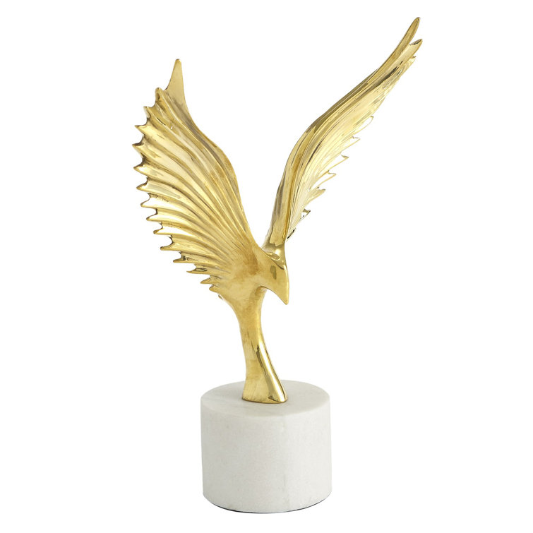 Soaring Brass and White Marble Modern Sculpture
