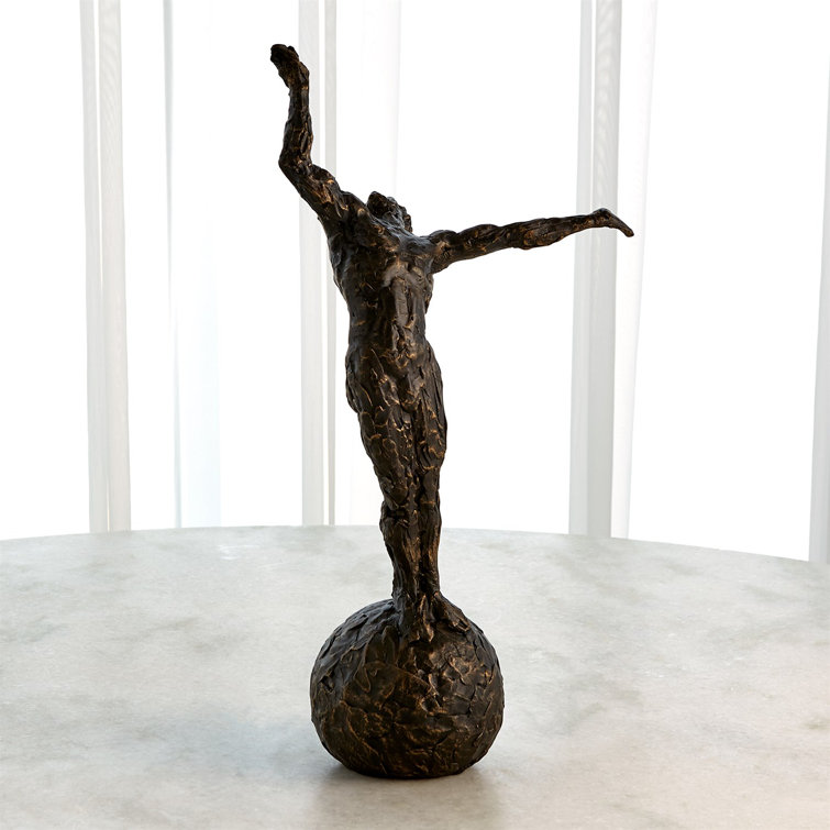 Bronze Cast Iron Sculpture with Gold Highlights