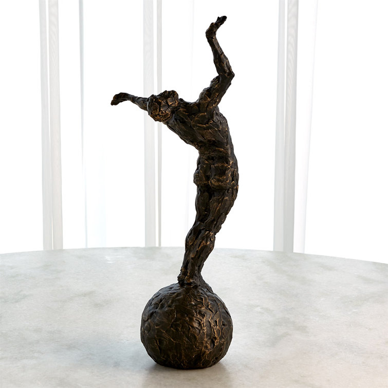 Bronze Cast Iron Sculpture with Gold Highlights