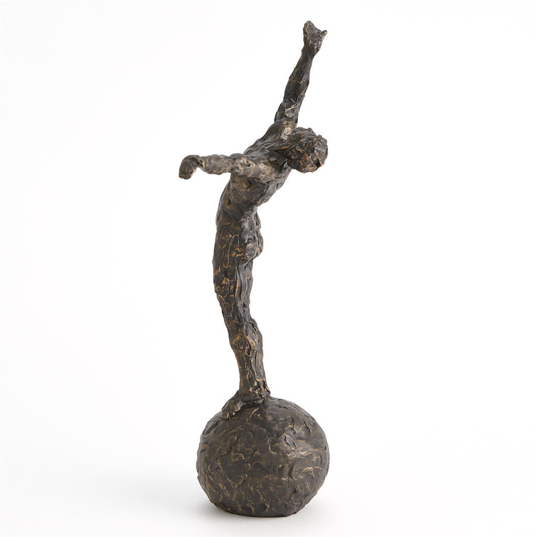Bronze Cast Iron Sculpture with Gold Highlights