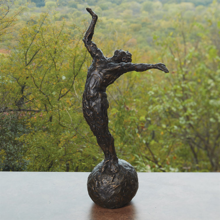 Bronze Cast Iron Sculpture with Gold Highlights