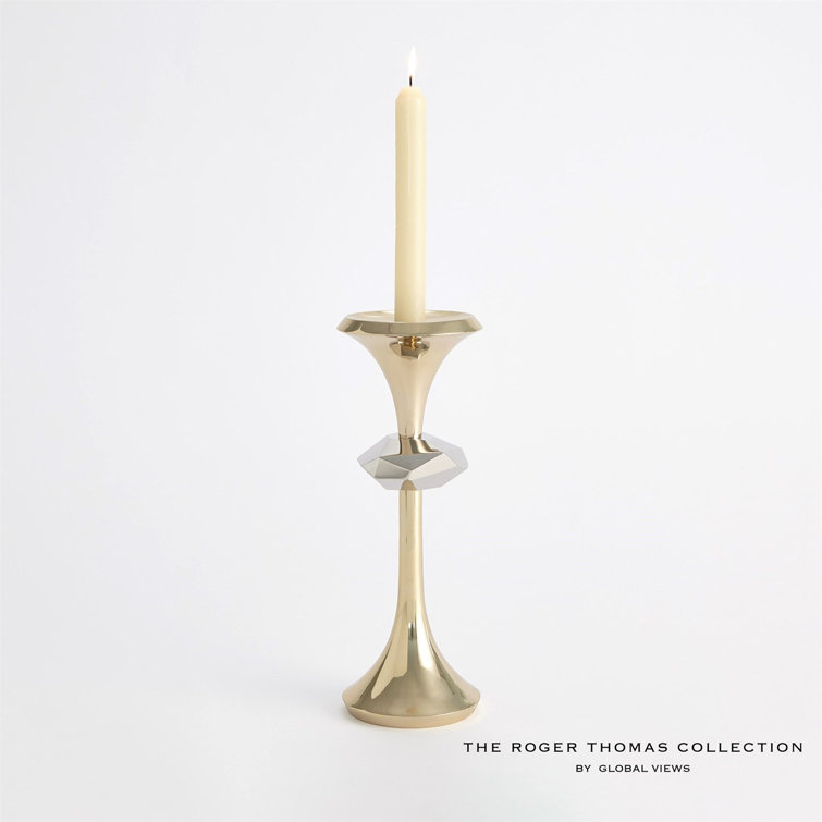 Elegant Gabriel Large Brass Pillar Candle Holder