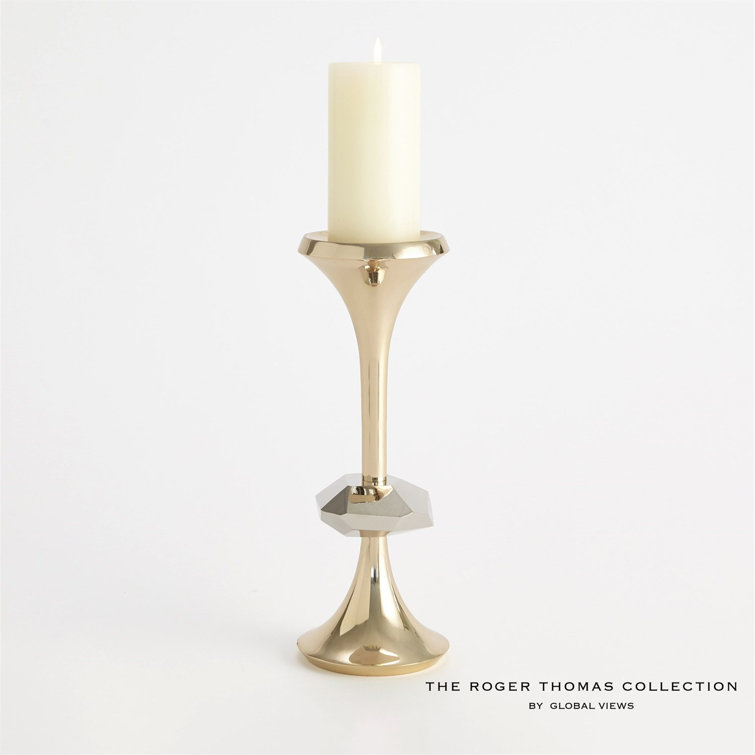 Elegant Gabriel Large Brass Pillar Candle Holder