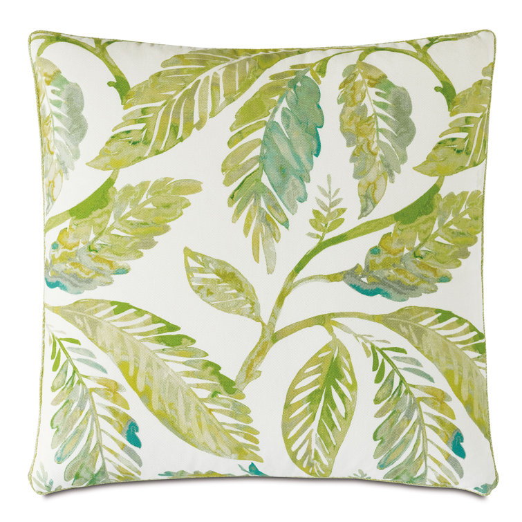 Lime Green Botanical Cotton Square Throw Pillow