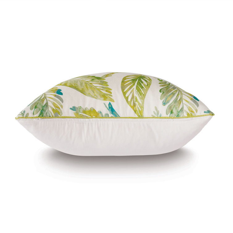 Lime Green Botanical Cotton Square Throw Pillow