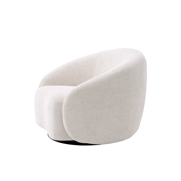 Amore Lyssa Off-White Upholstered Swivel Barrel Chair