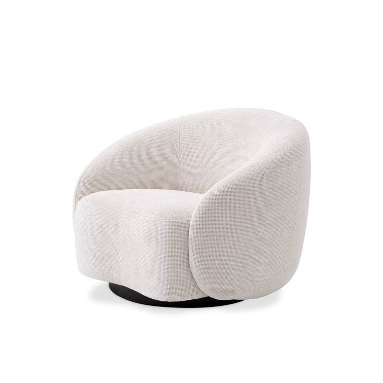 Amore Lyssa Off-White Upholstered Swivel Barrel Chair