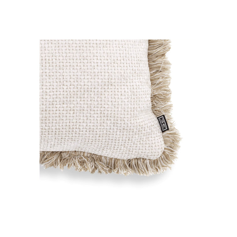 Off-White Rectangular Fringe Decorative Throw Pillow