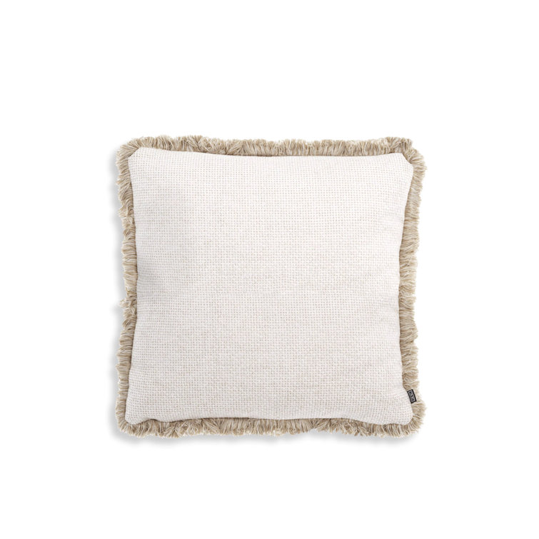 Off-White Rectangular Fringe Decorative Throw Pillow