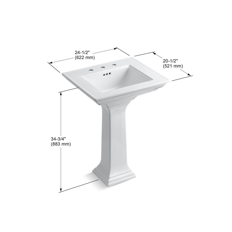 Black Ceramic Pedestal Bathroom Sink with Single Faucet Hole
