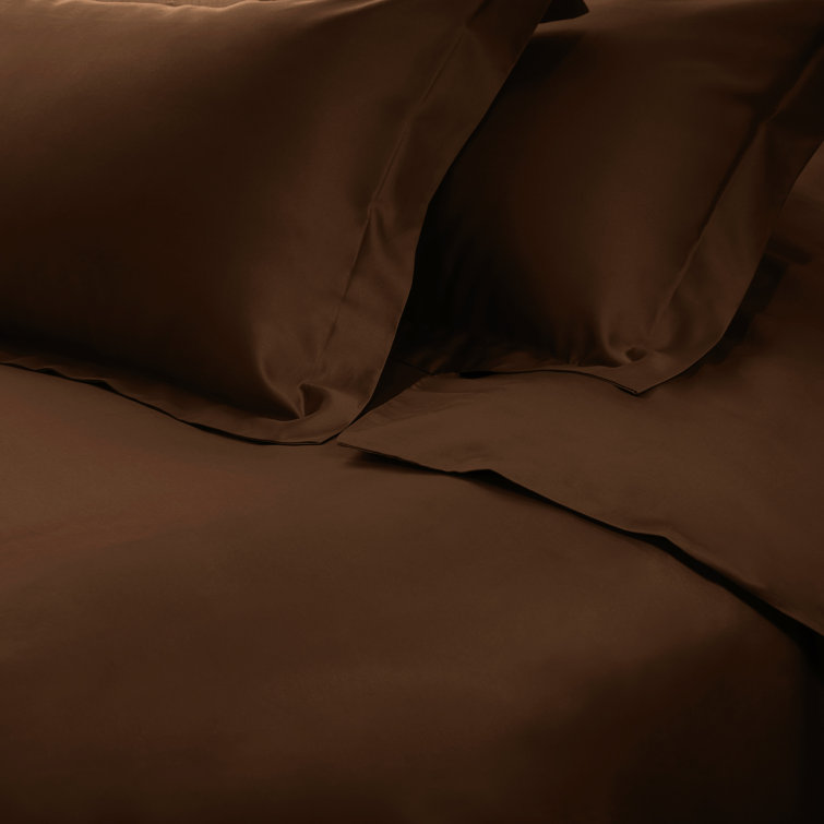 Chocolate Full/Queen Egyptian Cotton Sateen Duvet Cover Set