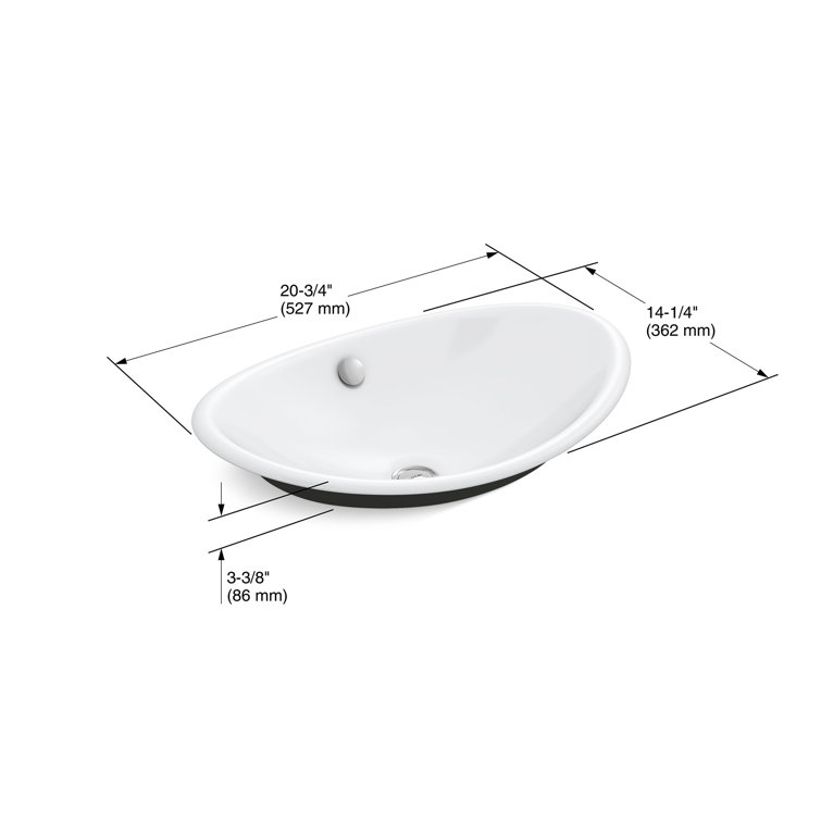 White Oval Cast Iron Above-Counter Vessel Sink