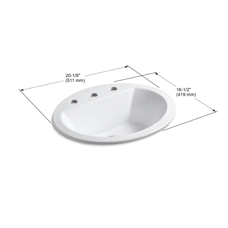 Bryant 20'' White Ceramic Oval Bathroom Sink with Overflow