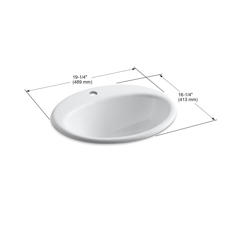 Farmington White Cast Iron Oval Drop-In Bathroom Sink