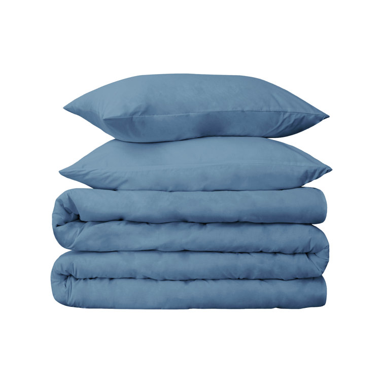 Medium Blue Twin Egyptian Cotton Duvet Cover Set