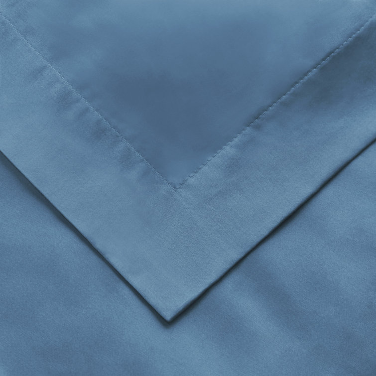 Medium Blue Twin Egyptian Cotton Duvet Cover Set
